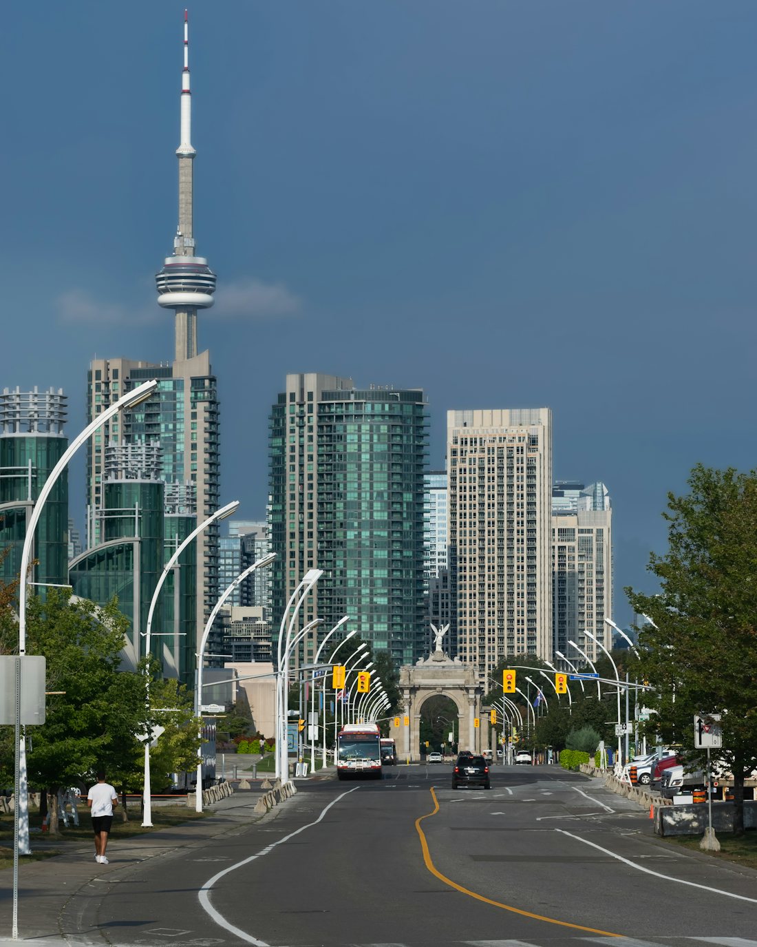 Downtown Toronto skyline with the CN Tower, near Exhibition Place